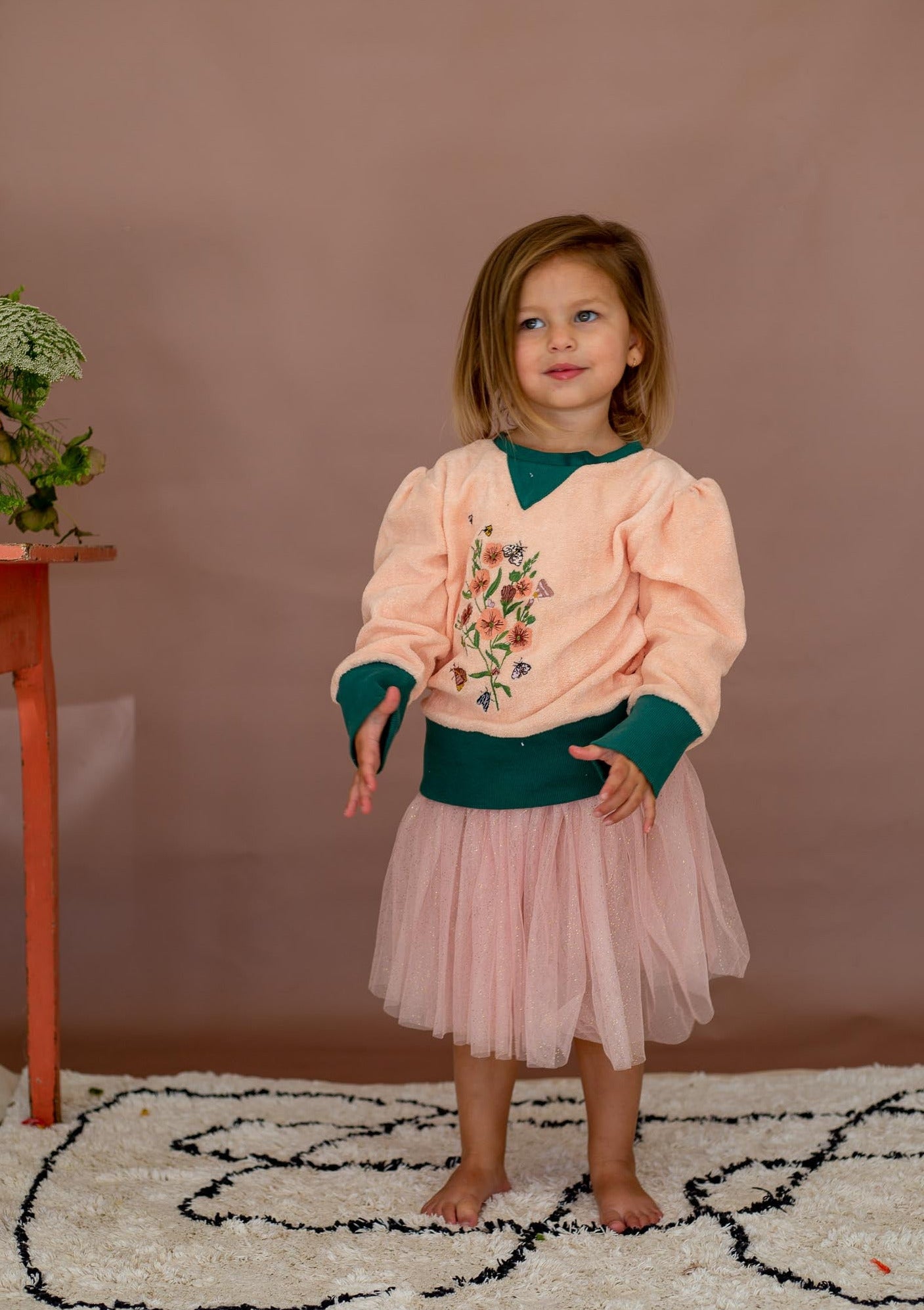 Naomi Jumper - Peach Puree Embroidered