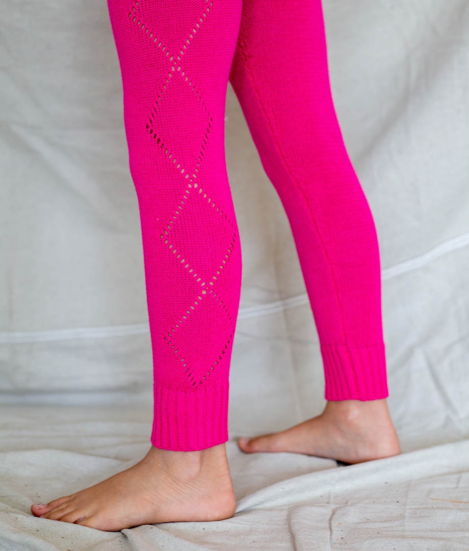 Knitted Leggings - Electric Pink