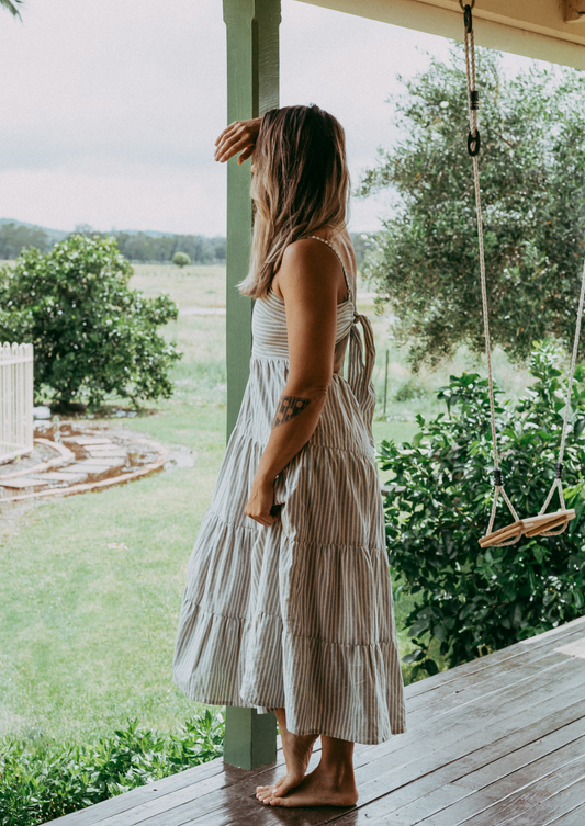 Laura Dress - Stripe Linen